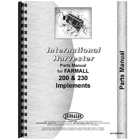Implement Parts Manual Fits International Harvester 230